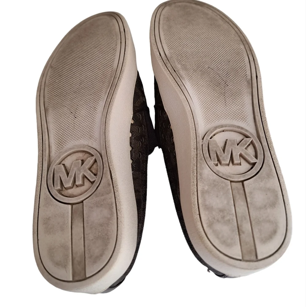 MK Michael KORS Keaton loafer shoes flats slip on laser cut out brown gold 6.5 - Picture 5 of 10